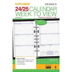 Debden Financial Year Dayplanner Refill 140 x 216mm Refill Week To View
