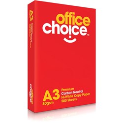 Office Choice A3 White Copy Paper 80gsm Carbon Neutral Available in 3 Ream Cartons