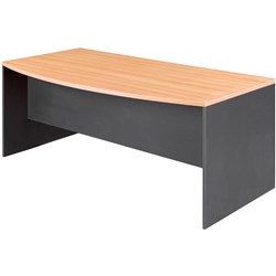 OM Bow Front Desk 1800W x 750-900D x 720mmH Beech and Charcoal