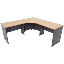 OM 3 Piece Corner Desk 1500/1500W x 600D x 720mmH Beech and Charcoal