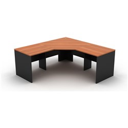 OM 3 Piece Corner Desk 1500/1500W x 600D x 720mmH Cherry and Charcoal