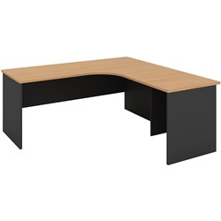 OM Radial Corner Desk 1800/1800W x 700D x 720mmH Beech and  Charcoal