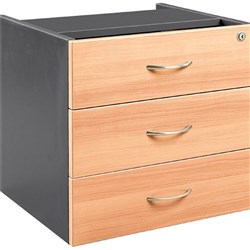 OM Classic Fixed Pedestal H450 x W464 x D400mm 3 Drawer Beech and Charcoal