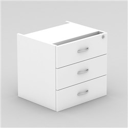 OM Classic Fixed Pedestal H450 x W464 x D400mm 3 Drawer All White