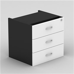 OM Classic Fixed Pedestal W464 x D400 x H450mm 3 Drawer White and Charcoal