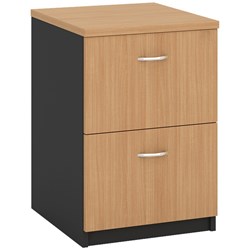 OM Classic Filing Cabinet 2 Drawer H720 x W468 x D510mm Beech and Charcoal