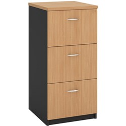 OM Classic Filing Cabinet H990 x W468 x D510mm 3 Drawer Beech and Charcoal