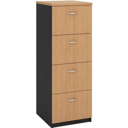 OM Classic Filing Cabinet H1320 x W468 x D510mm 4 Drawer Beech and Charcoal