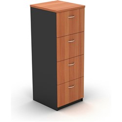 OM Classic Filing Cabinet H1320 x W468 x D510mm 4 Drawer Cherry and Charcoal
