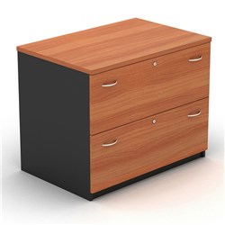OM Classic Filing Cabinet H720 x W900 x D600mm 2 Drawer Cherry and Charcoal