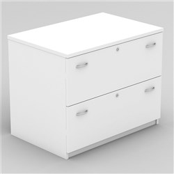 OM Lateral Filing Cabinet H720 x W900 x D600mm 2 Drawer All White