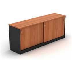 OM Classic Credenza Lockable H720 x W1200 x D450mm Sliding Doors Cherry and Charcoal