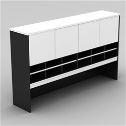 OM Pigeon Hole Hutch + Storage 1800W x x325D x 1080mmH White and Charcoal