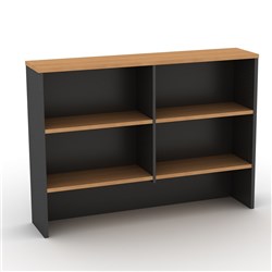 OM Overhead Hutch 1200W x 325D x 1080mmH 4 Shelf Beech and Charcoal