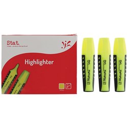 Stat Highlighter Chisel Yellow 2-5mm Tip Rubberised Grip Available in Boxes of 10