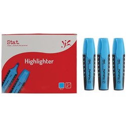 Stat Highlighter Chisel Blue 2-5mm Tip Rubberised Grip Available in Boxes of 10