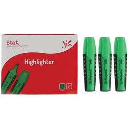 Stat Highlighter Chisel Green 2-5mm Tip Rubberised Grip Available in Boxes of 10