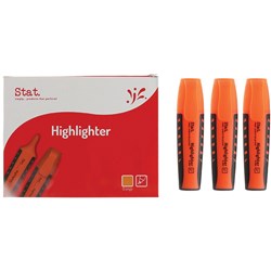 Stat Highlighter Chisel Orange 2-5mm Tip Rubberised Grip Available in Boxes of 10
