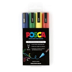 Uni Posca Paint Marker PC-5M Medium 2.5mm Bullet Tip Assorted Colours Pack Of 4