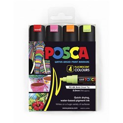 Uni Posca Paint Marker PC-8K Broad 8mm Chisel Tip Assorted Colours Pack Of 4
