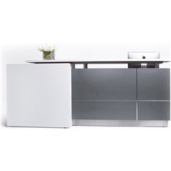 Calvin Reception Counter 2100Wx950Dx1150mmH Metallic Grey/Matte White