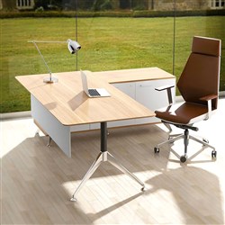 Potenza Desk Right Hand Return 1950W x 1850W x 750mmD Virginia Walnut And White