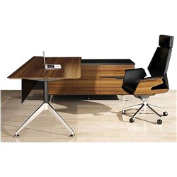 Novara Executive Desk Right Hand Return 2350W x 1850 x 750mmH Zebrano And Black