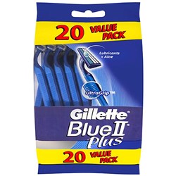 Gillette Blue II Plus Disposable Razors Pack of 20