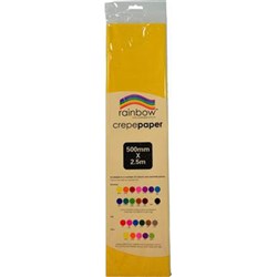 Rainbow Crepe Paper 500mm x 2.5m Yellow Pack Of 12