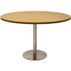 Rapidline Disc Base Round Table 1200D x 755mmH Oak Top Silver Base