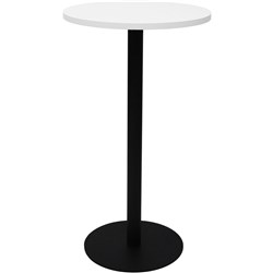 Rapidline Disc Base Dry Bar Table 600D x 1085mmH White Top Black Base