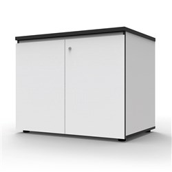 Rapidline Infinity Swing 2 Door Cupboard 900W x 600D x 730mmH  White With Black Edge
