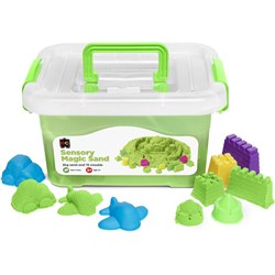 EC Sensory Magic Sand With 15 Moulds 2Kg Tub Green