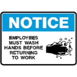Brady Safety Sign Notice Wash Hands Before Returning To Work (Picto) 300W x 225m