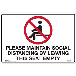 Brady Prohibition Safety Sign Maintain Social Distancing 300Wx225mmH Poly White/