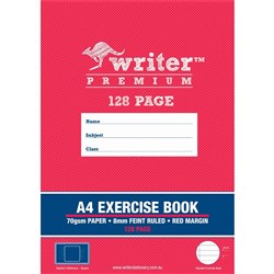 Writer Premium Exercise Book A4 8mm Ruled 128 Pages - Square