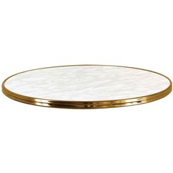 SM France Round Bistro Table Top Indoor Outdoor Use 700D x 25mmH Marble/Brass Ed