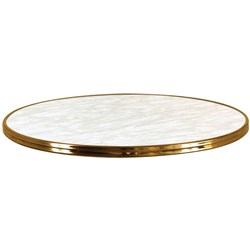 SM France Round Bistro Table Top Indoor Outdoor Use 600D x 25mmH Marble/Brass Ed