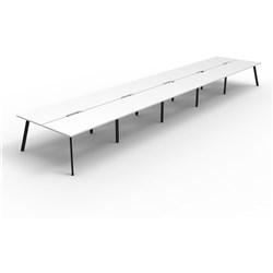 Rapidline Eternity Workstation Double Sided 10 Person 7500Wx1530Dx730mmH White/Black