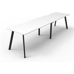 Rapidline Eternity Workstation Single Sided 2 Person 2400Wx750Dx730mmH White/Black