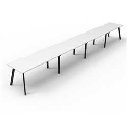 Rapidline Eternity Workstation Single Sided 4 Person 4800Wx750Dx730mmH White/Black