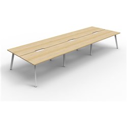 Rapidline Eternity Workstation Double Sided 6 Person 4500Wx1530Dx730mmH Oak/White