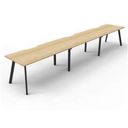 Rapidline Eternity Workstation Single Sided 3 Person 4500Wx750Dx730mmH Oak/Black