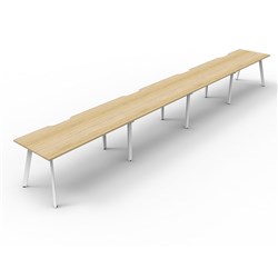Rapidline Eternity Workstation Single Sided 4 Person 4800Wx750Dx730mmH Oak/White