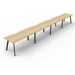 Rapidline Eternity Workstation Single Sided 4 Person 6000Wx750Dx730mmH Oak/Black