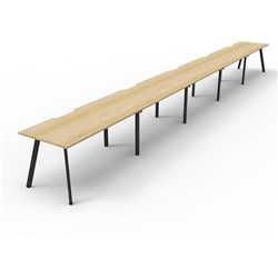 Rapidline Eternity Workstation Single Sided 5 Person 6000Wx750Dx730mmH Oak/Black