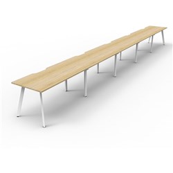 Rapidline Eternity Workstation Single Sided 5 Person 6000Wx750Dx730mmH Oak/White