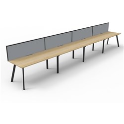 Rapidline Eternity Workstation Single Sided 4 Person + Screen 4800Wx750Dx1200mmH Oak/White