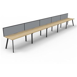 Rapidline Eternity Workstation Single Sided 5 Person + Screen 7500Wx750Dx1200mmH oak/Black