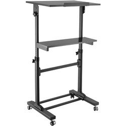 Ergovida Mobile Computer Desk 2 Shelf 600W x 400D x 1050 - 1270mmH Silver/Black